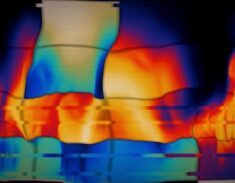 Thermal image showing uneven temperature patterns across HVAC piping