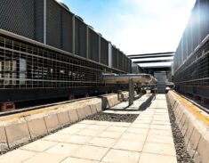 Industrial cooling equipment and insulated piping in an outdoor plant
